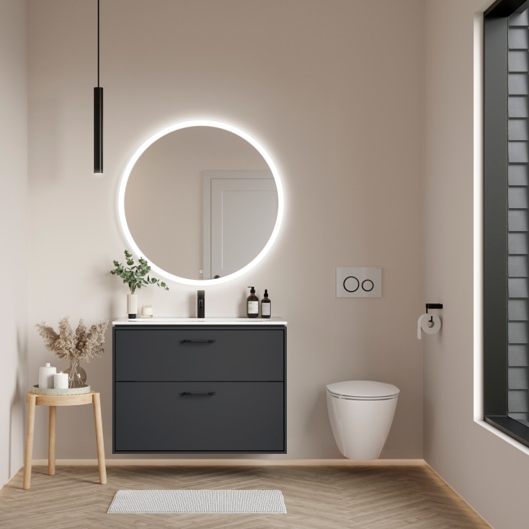 IDO Sense Art -kalusteet, Option Round -valopeili ja Glow Art -seinä-wc IDO Sense Art -kalusteet, Option Round -valopeili ja Glow Art -seinä-wc