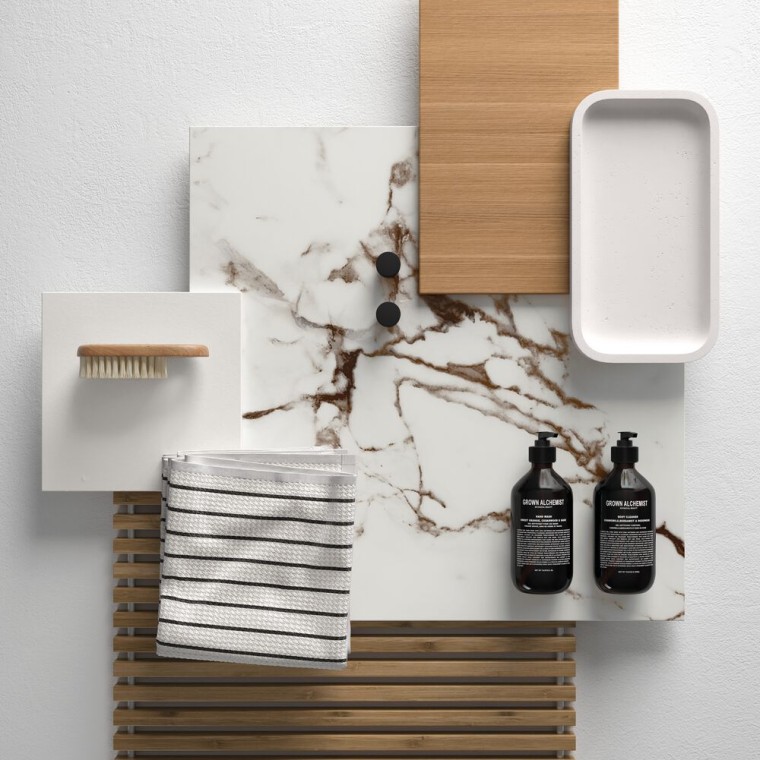 Valkoinen ja puuelementit luovat harmoniaa Valkoinen ja puuelementit luovat harmoniaa