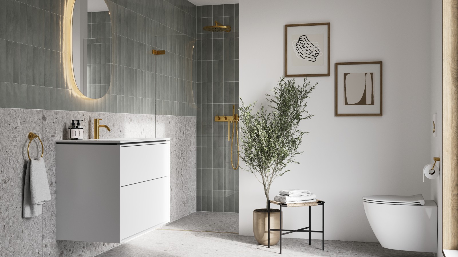 Ido Sense Art kalusteet ja Geberit Option Oval peili