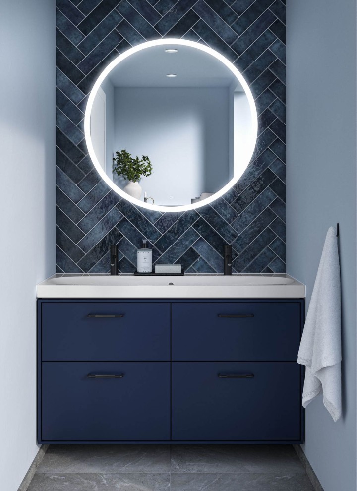 Sense Artin siniset kalusteet tuovat kylpyhuoneeseen kontrastia ja tyylikkyyttä Sense Artin siniset kalusteet tuovat kylpyhuoneeseen kontrastia ja tyylikkyyttä